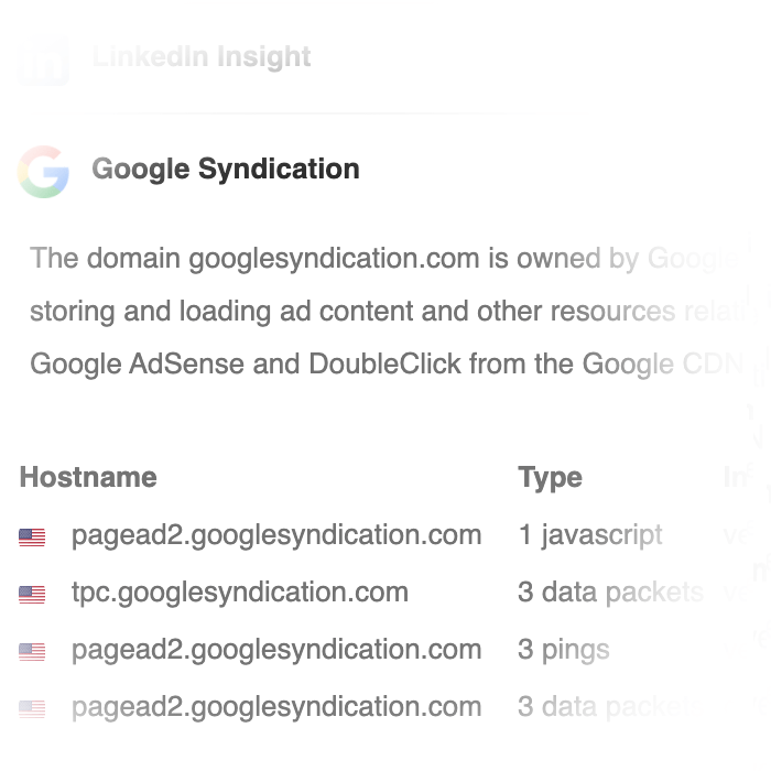 Hostnames from ads and trackers